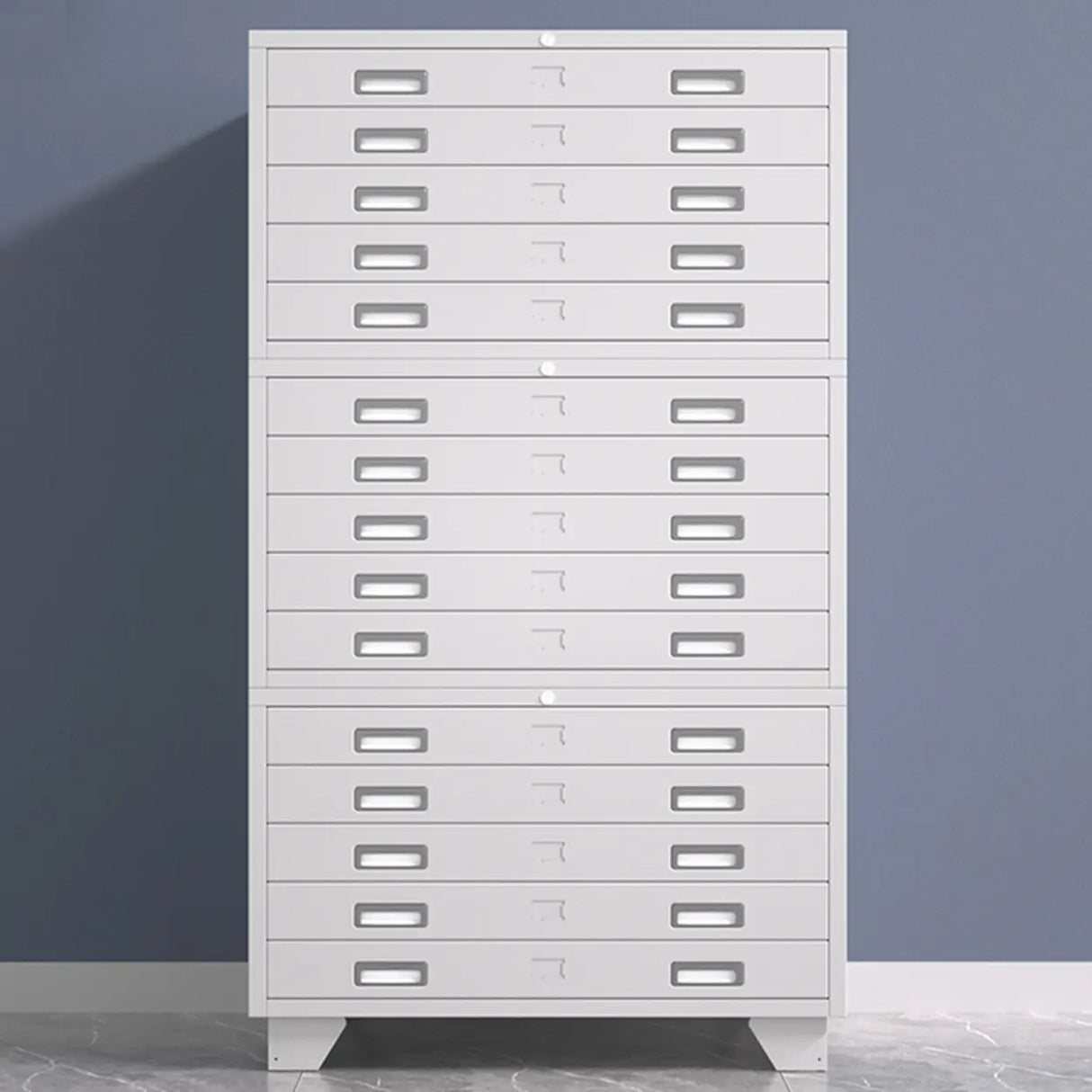 Lockable Coffee White Steel Horizontal Filing Cabinet Image - 8