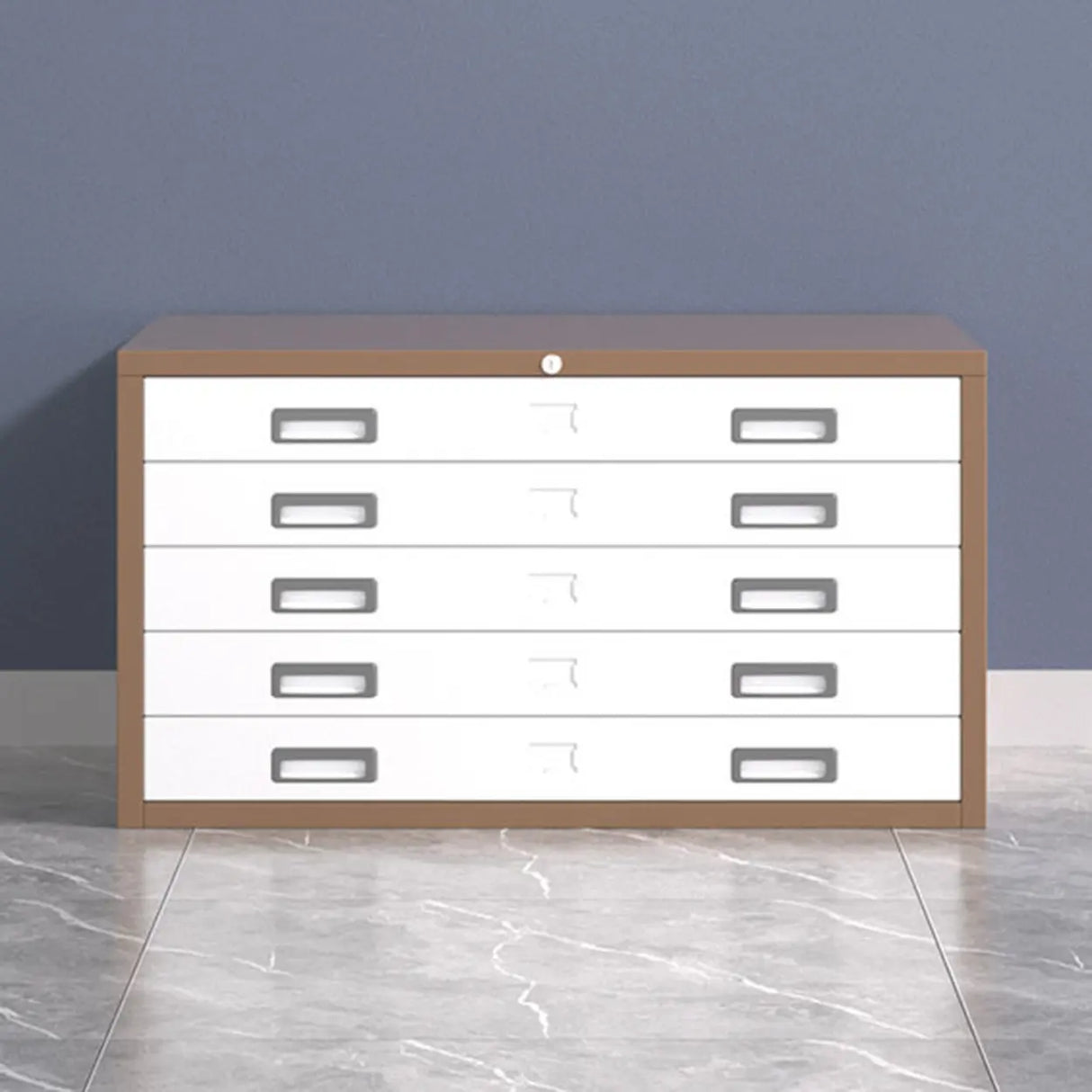 Lockable Coffee White Steel Horizontal Filing Cabinet Image - 9