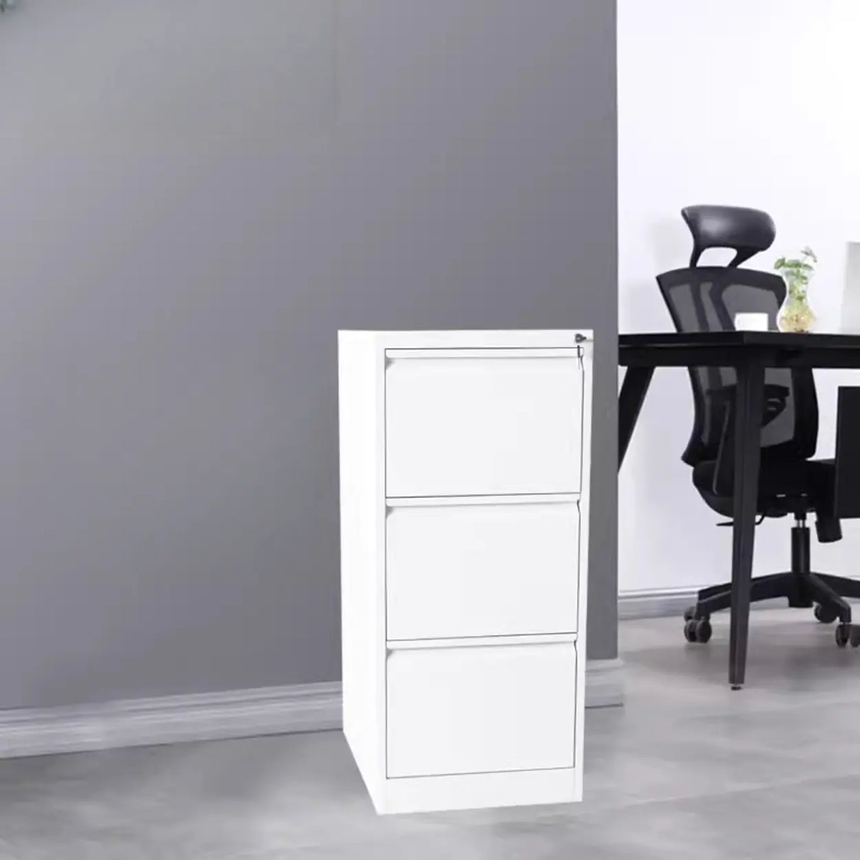 Lockable Metal Vertical Black Anti-Moisture Filing Cabinet Image - 14