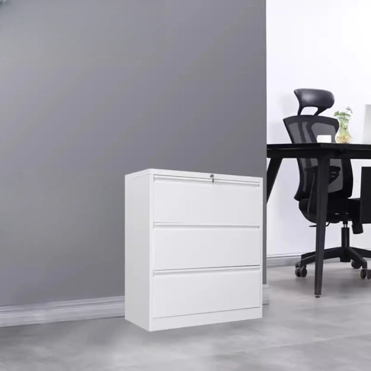 Lockable Metal Vertical Black Anti-Moisture Filing Cabinet Image - 16