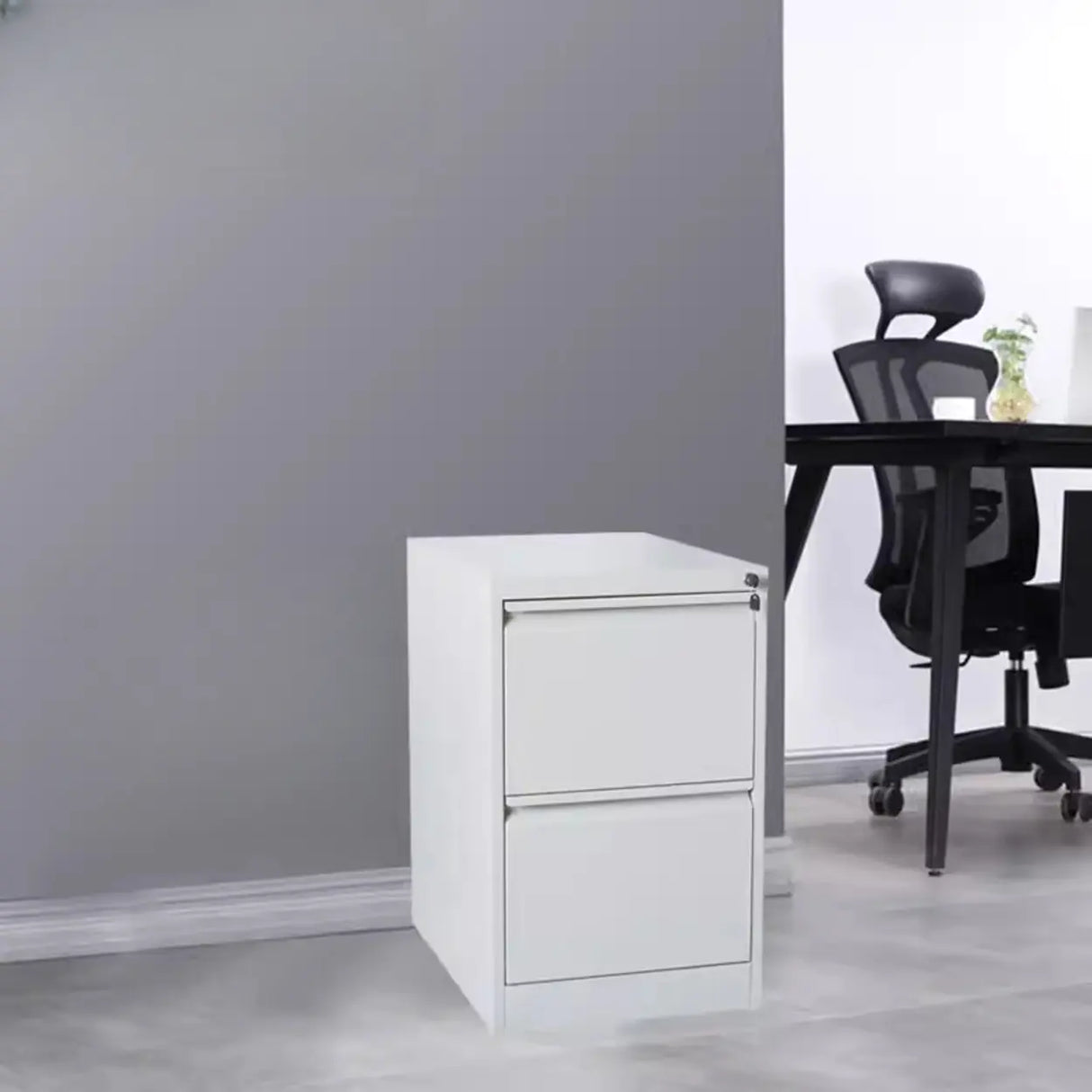 Lockable Metal Vertical Black Anti-Moisture Filing Cabinet Image - 2