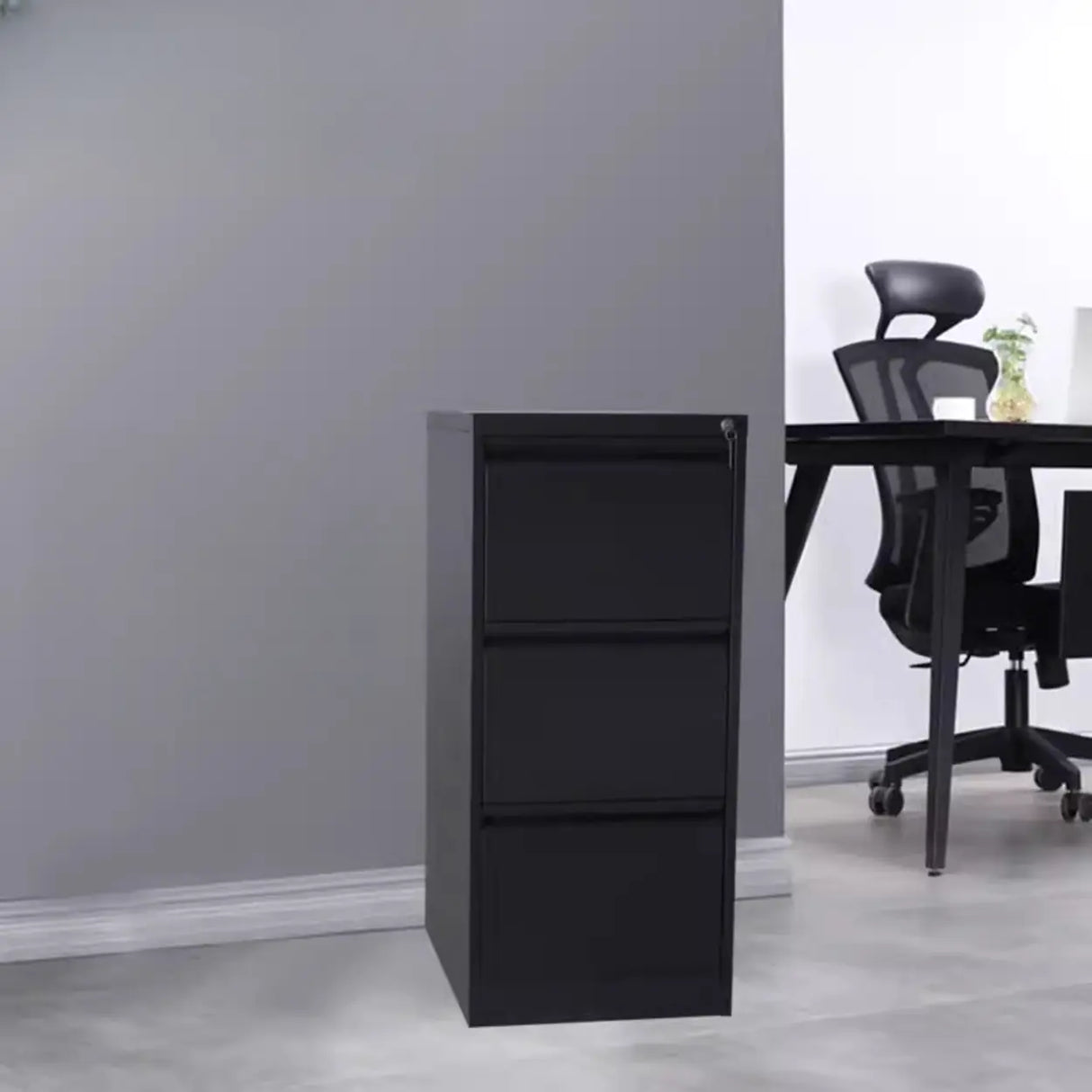 Lockable Metal Vertical Black Anti-Moisture Filing Cabinet Image - 23