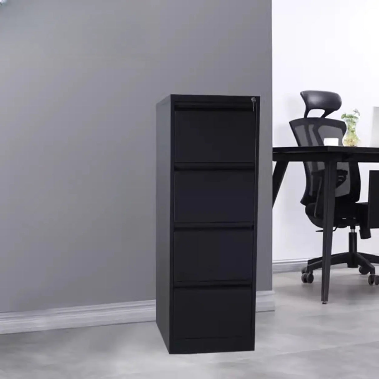 Lockable Metal Vertical Black Anti-Moisture Filing Cabinet Image - 24