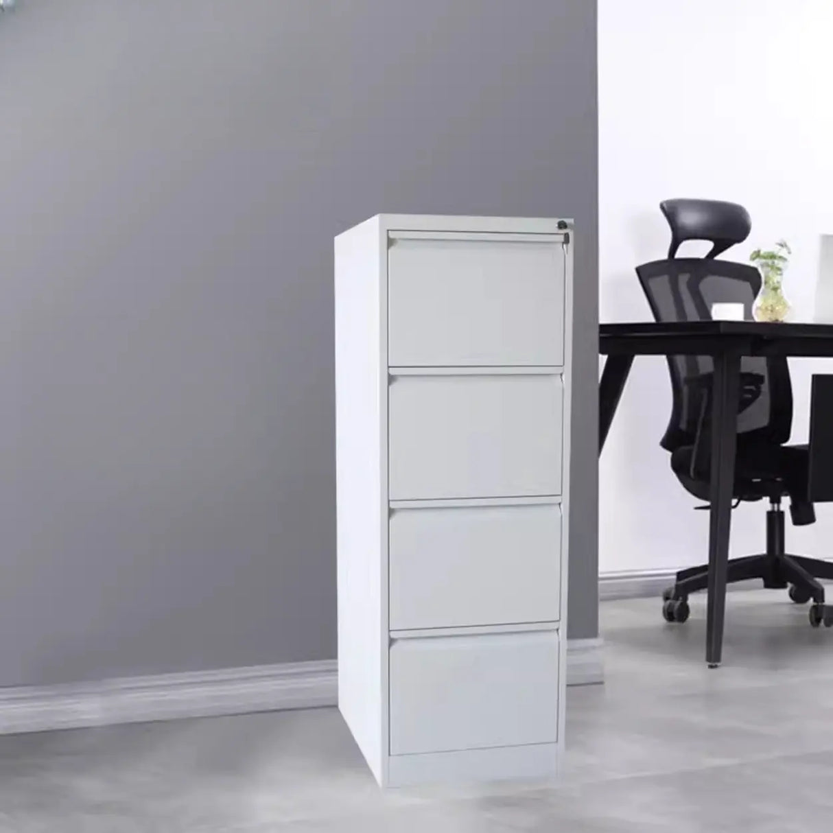 Lockable Metal Vertical Black Anti-Moisture Filing Cabinet Image - 4