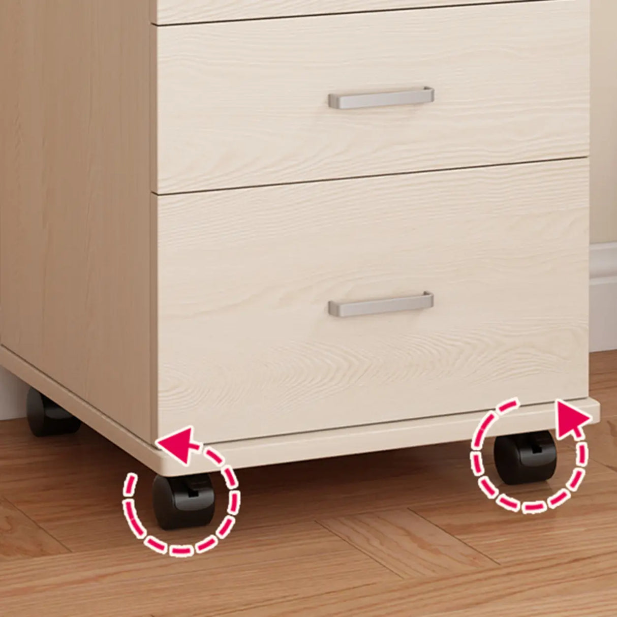 Lockable Mobile Wood Short Light Walnut Filing Cabinet Image - 9