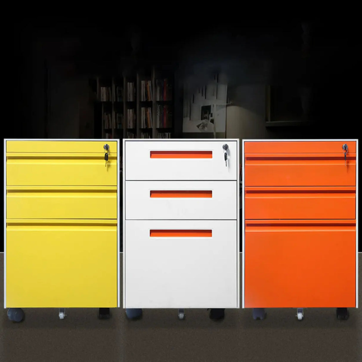 Lockable Secure Metal Vertical Filing Cabinet with Casters Image - 1