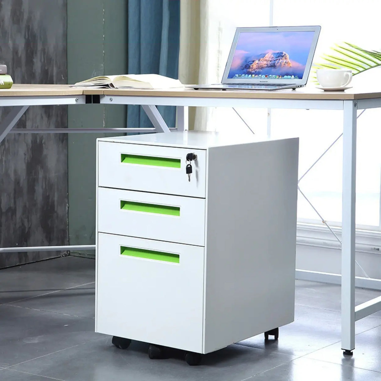 Lockable Secure Metal Vertical Filing Cabinet with Casters Image - 5