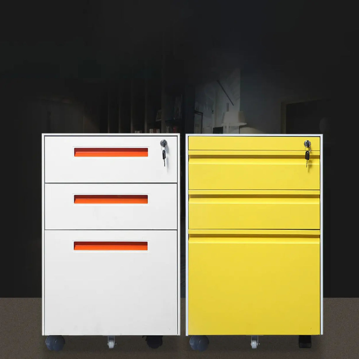 Lockable Secure Metal Vertical Filing Cabinet with Casters Image - 8