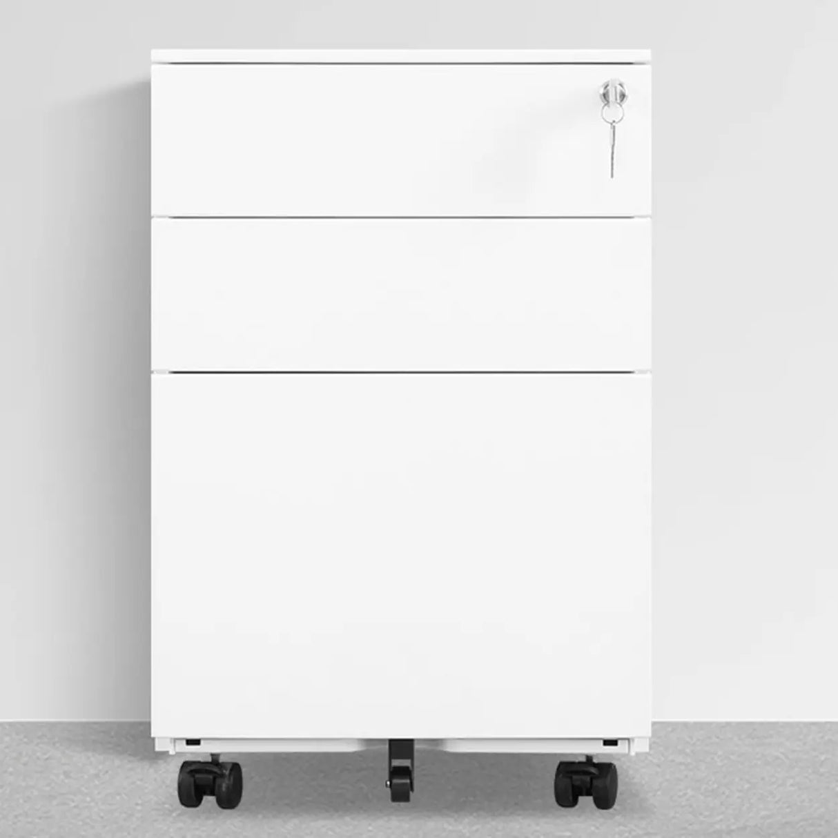 Lockable Small Vertical Steel Rolling White Filing Cabinet Image - 2