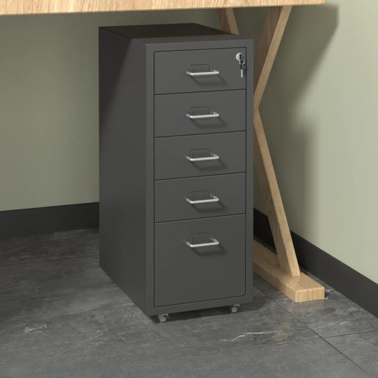 Lockable Steel Small Sliding Drawer Filing Cabinet Image - 40