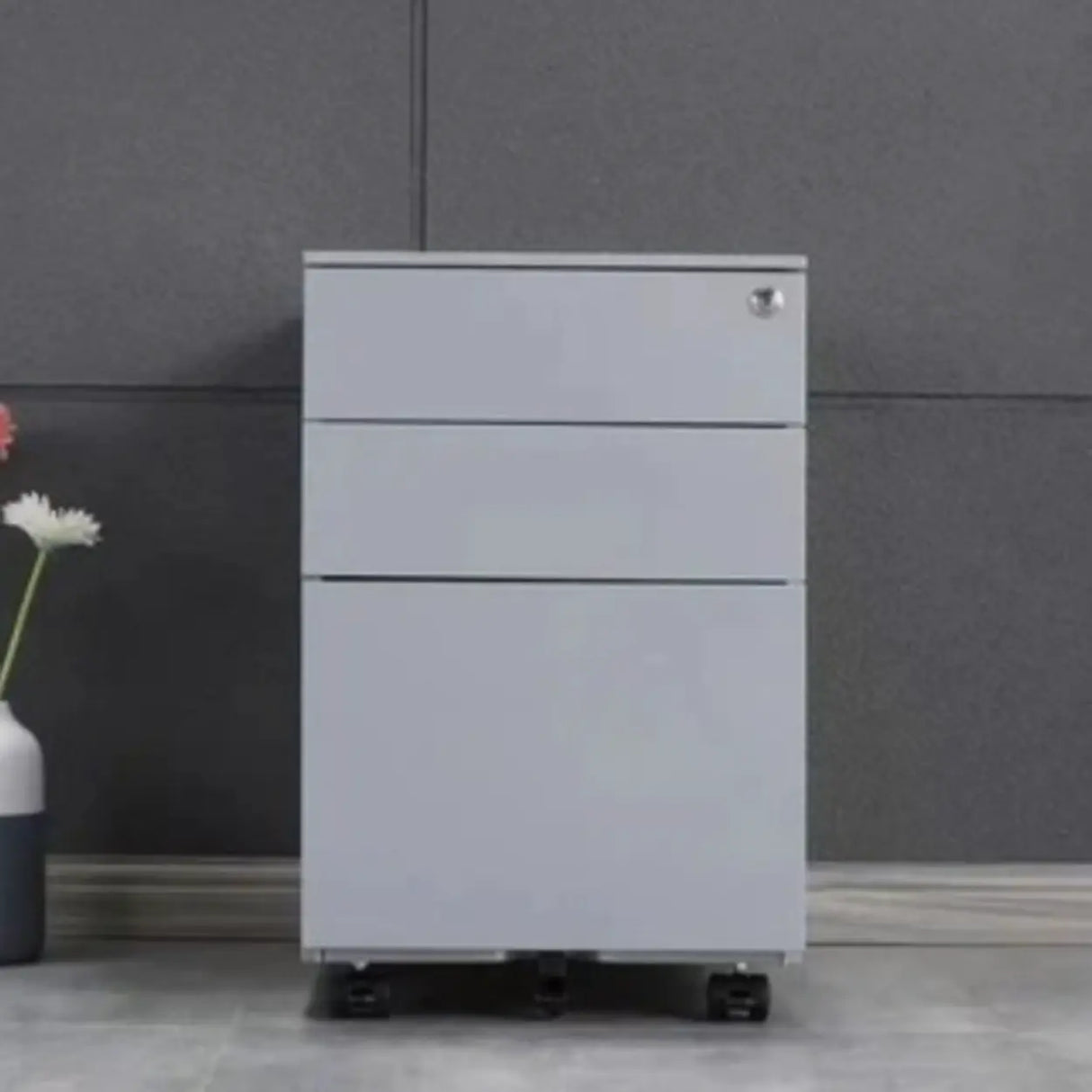 Lockable Vertical Steel Filing Cabinet with Wheels Image - 1