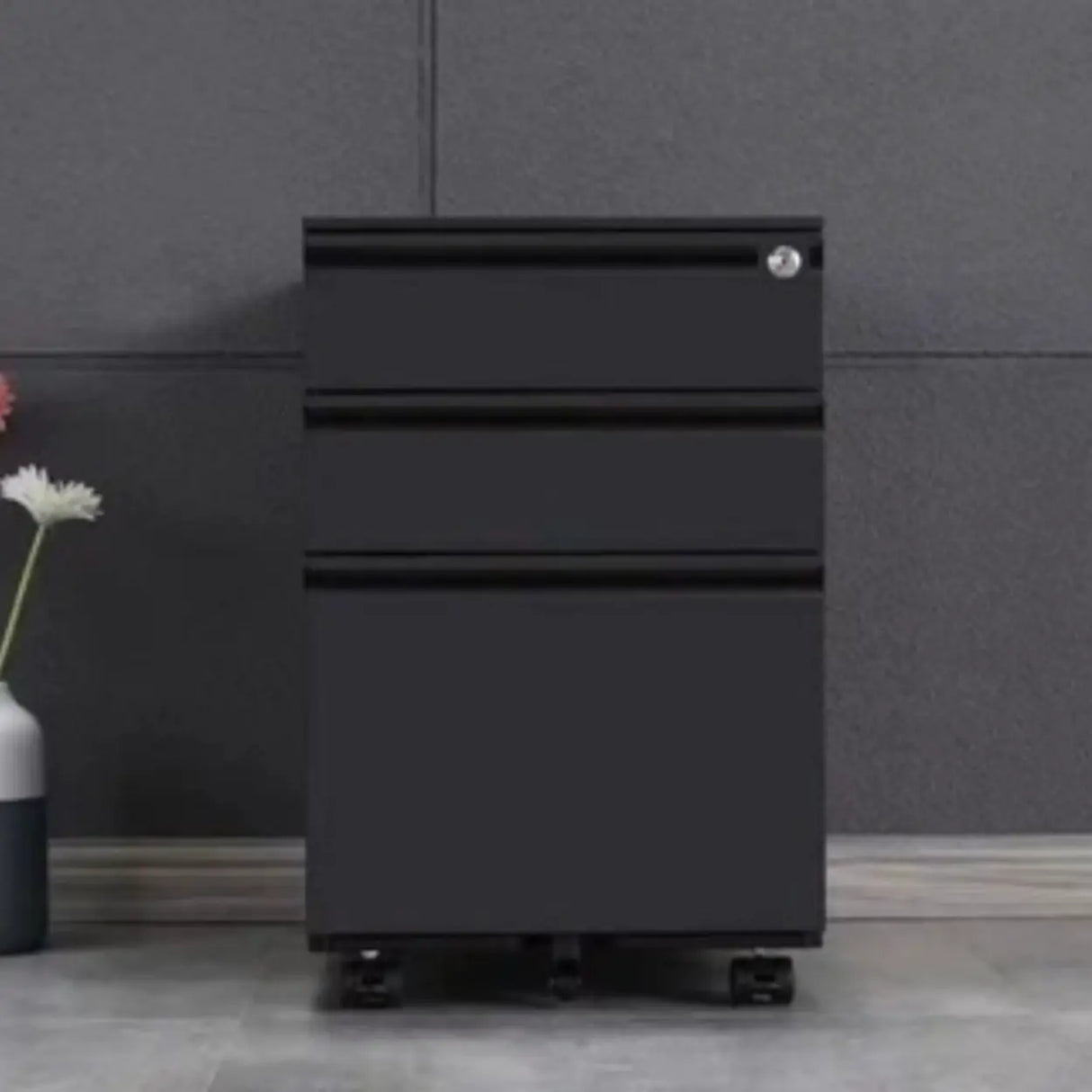 Lockable Vertical Steel Filing Cabinet with Wheels Image - 11