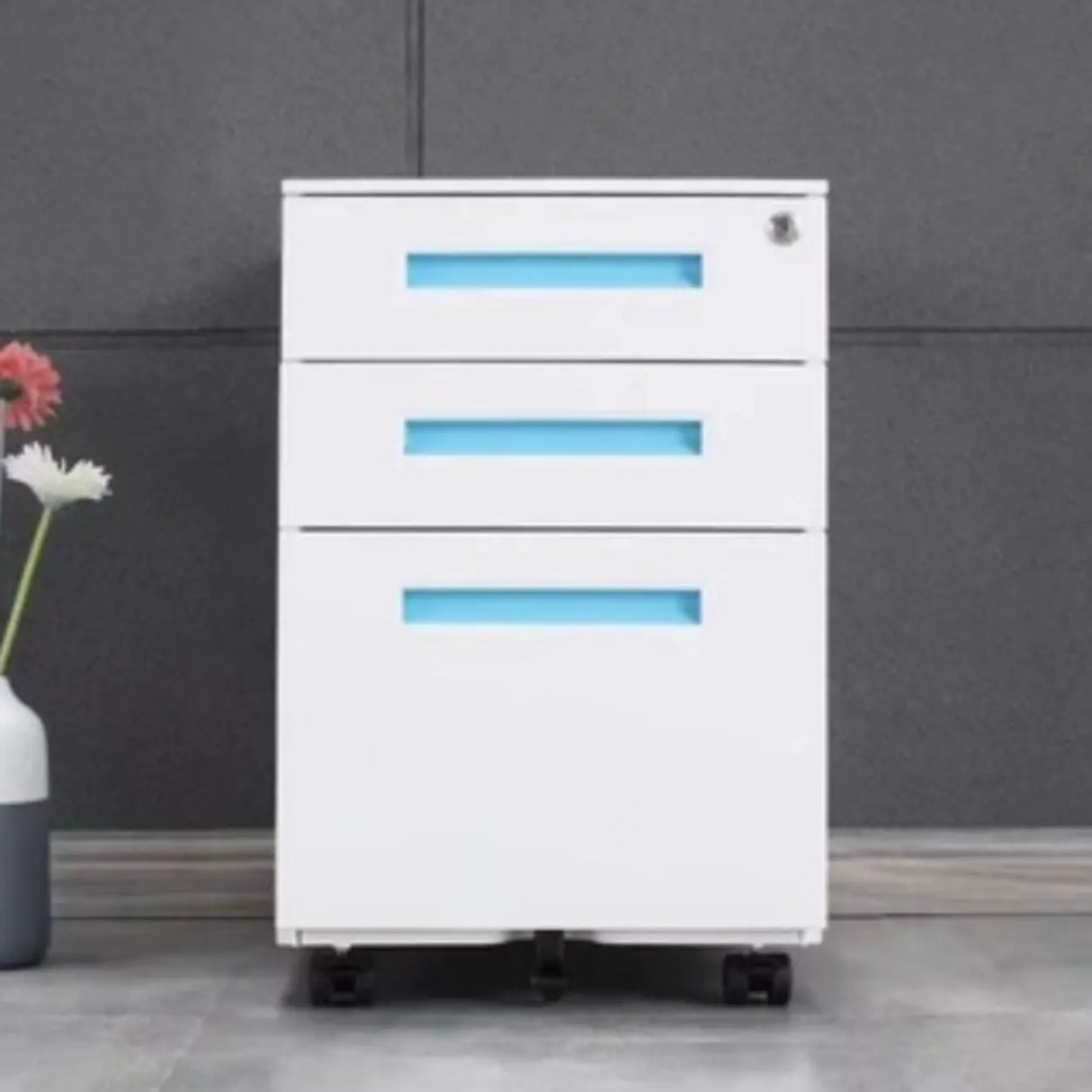 Lockable Vertical Steel Filing Cabinet with Wheels Image - 13