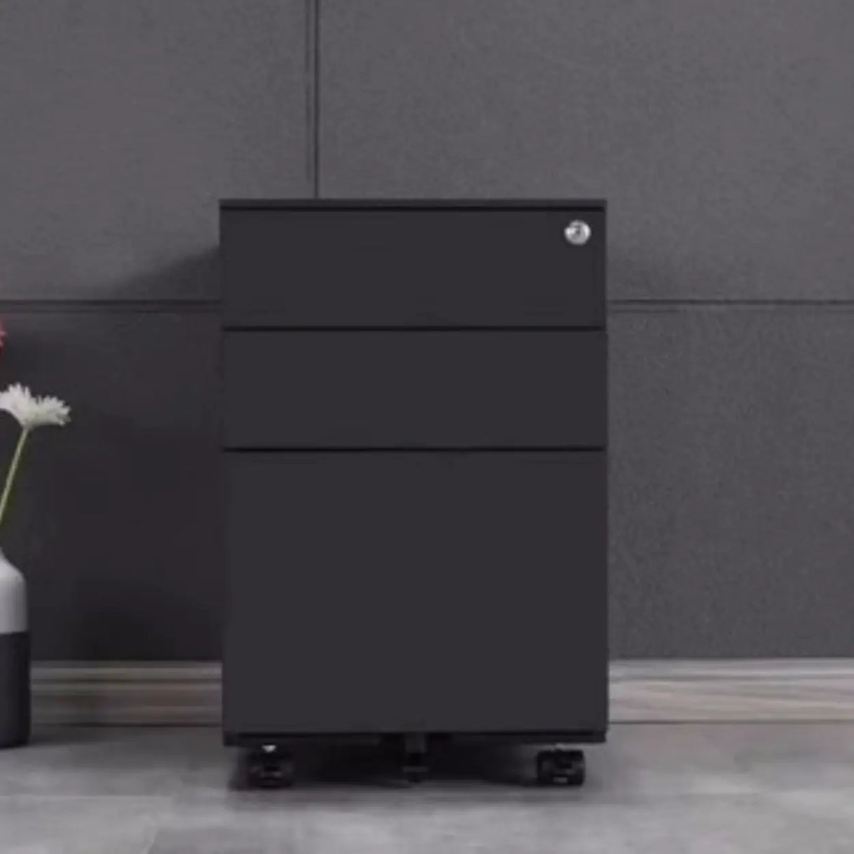 Lockable Vertical Steel Filing Cabinet with Wheels Image - 3