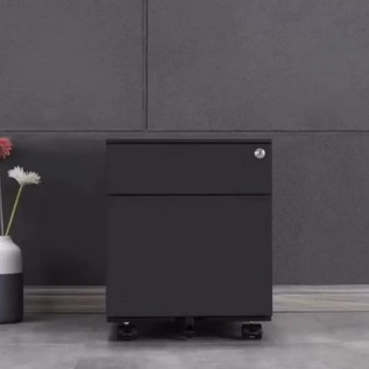 Lockable Vertical Steel Filing Cabinet with Wheels Image - 4