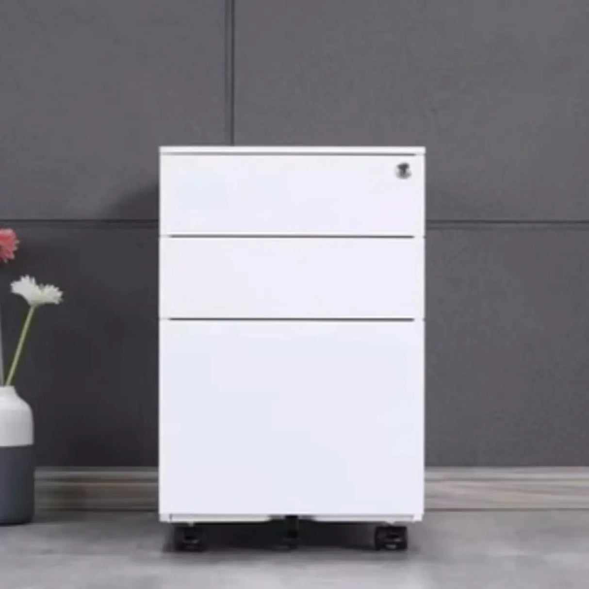 Lockable Vertical Steel Filing Cabinet with Wheels Image - 7