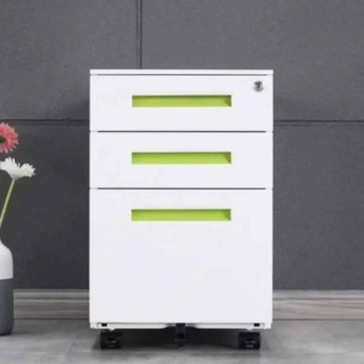 Lockable Vertical Steel Filing Cabinet with Wheels Image - 8