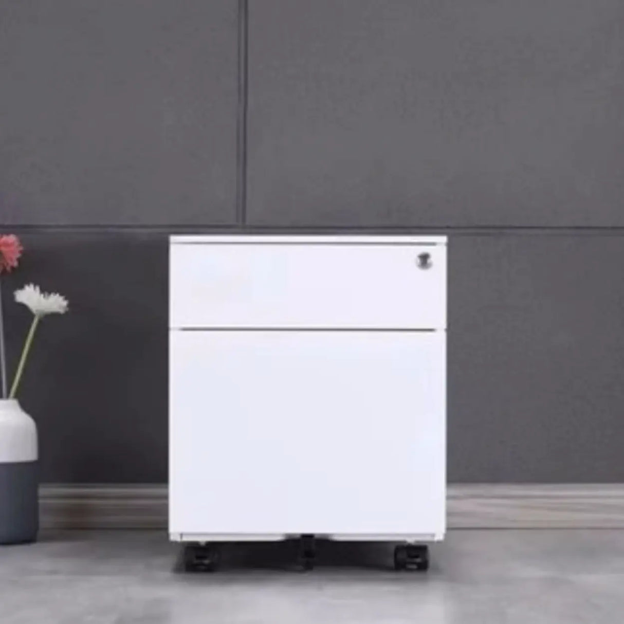 Lockable Vertical Steel Filing Cabinet with Wheels Image - 9