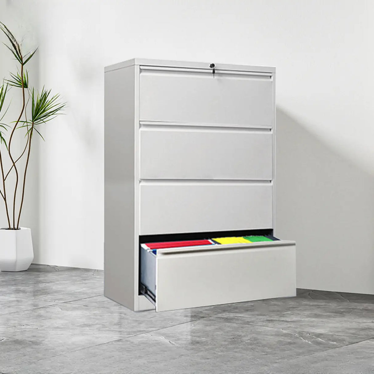 Lockable Vertical White Storage Filing Cabinet System Image - 22