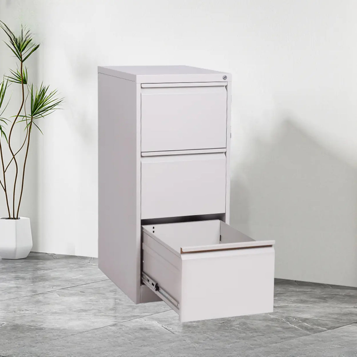 Lockable Vertical White Storage Filing Cabinet System Image - 11