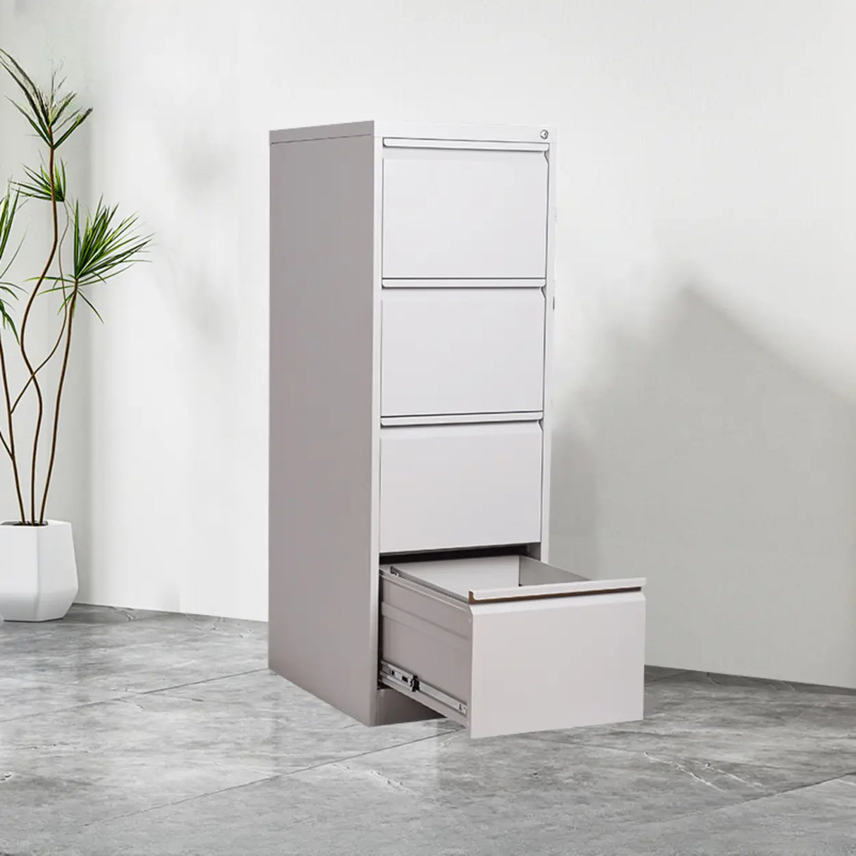 Lockable Vertical White Storage Filing Cabinet System Image - 13