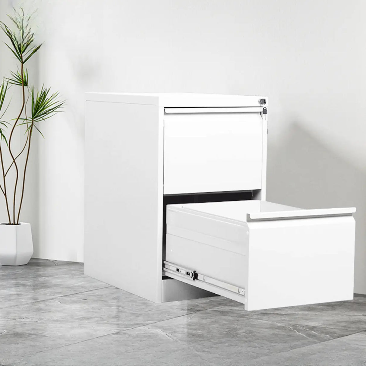 Lockable Vertical White Storage Filing Cabinet System Image - 2