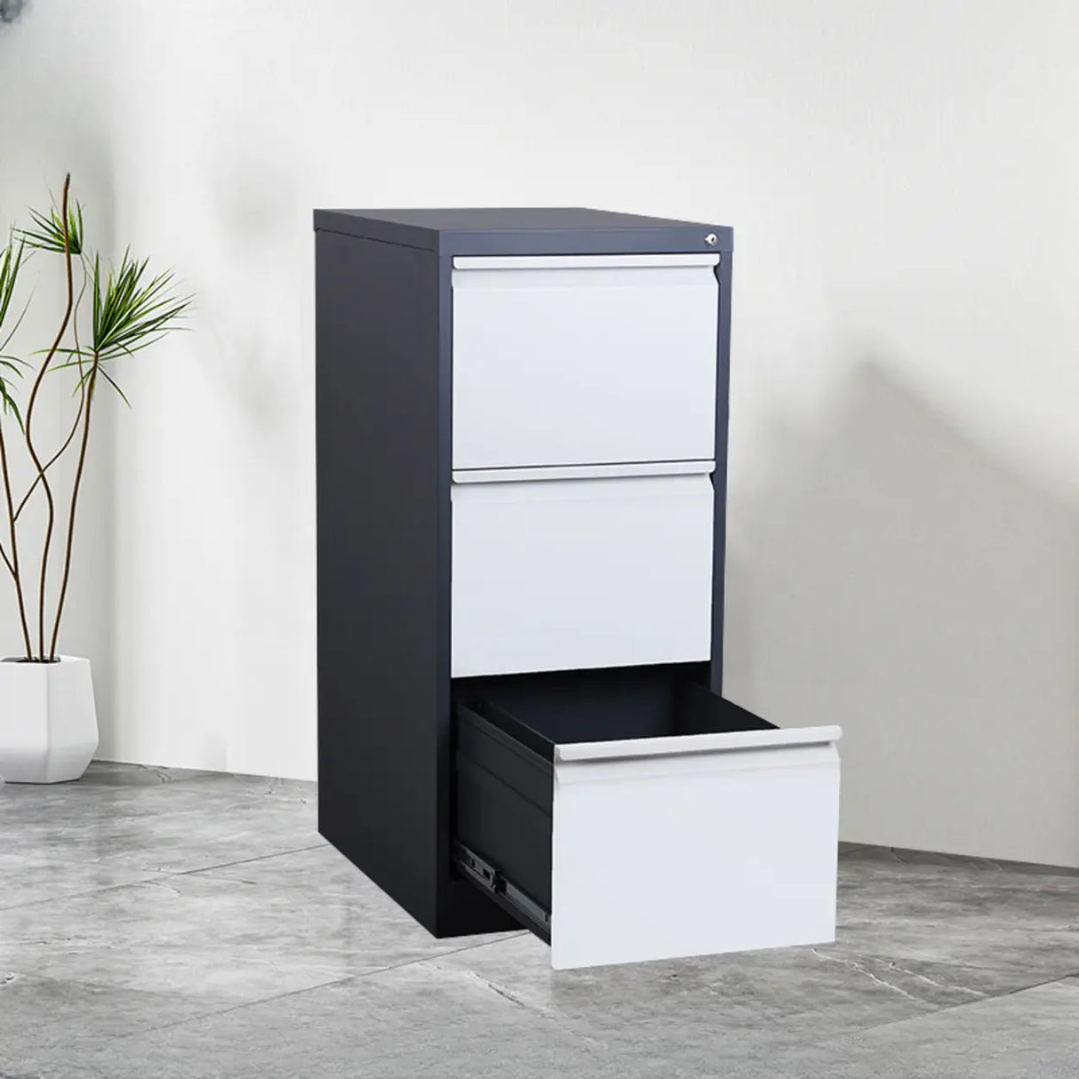 Lockable Vertical White Storage Filing Cabinet System Image - 15