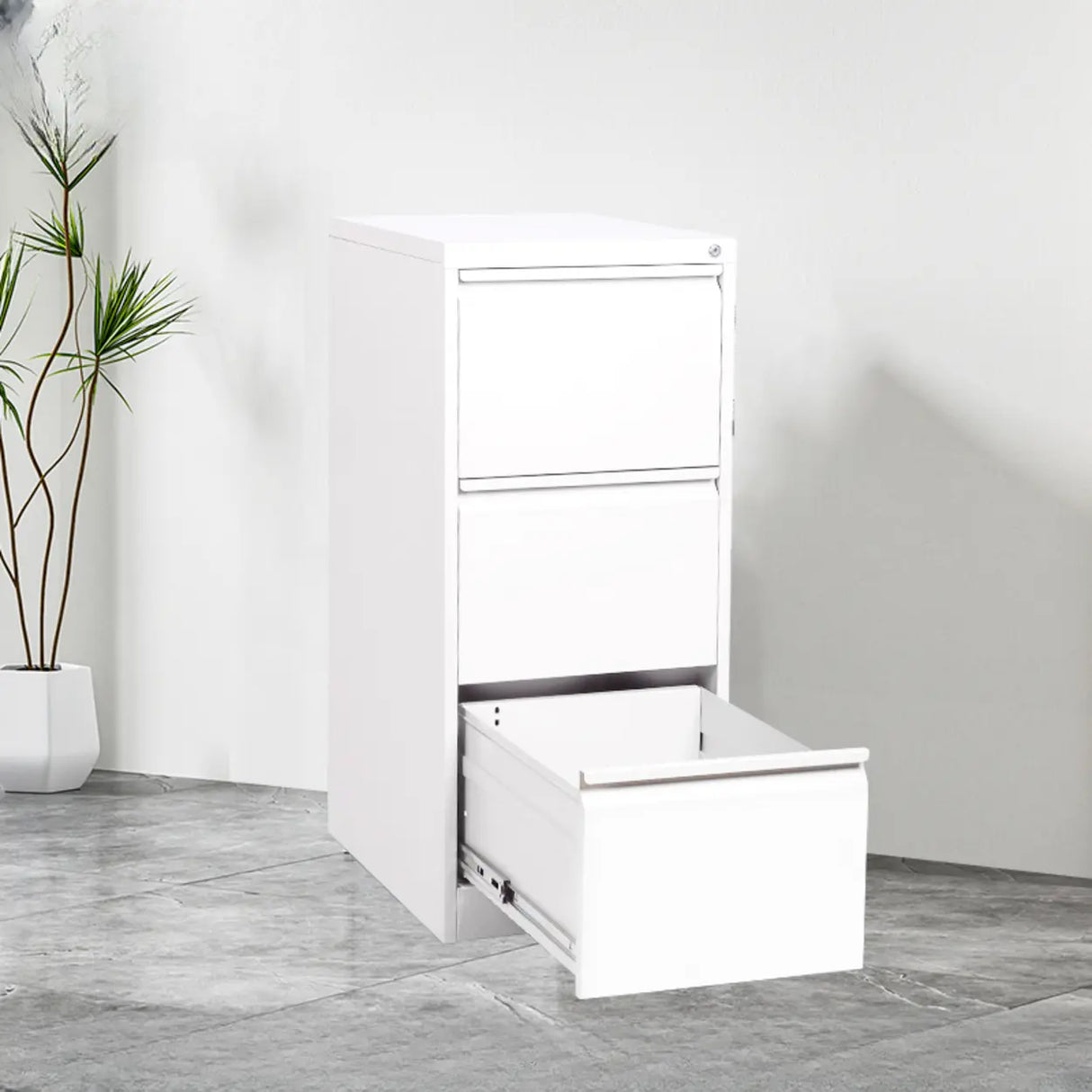 Lockable Vertical White Storage Filing Cabinet System Image - 3