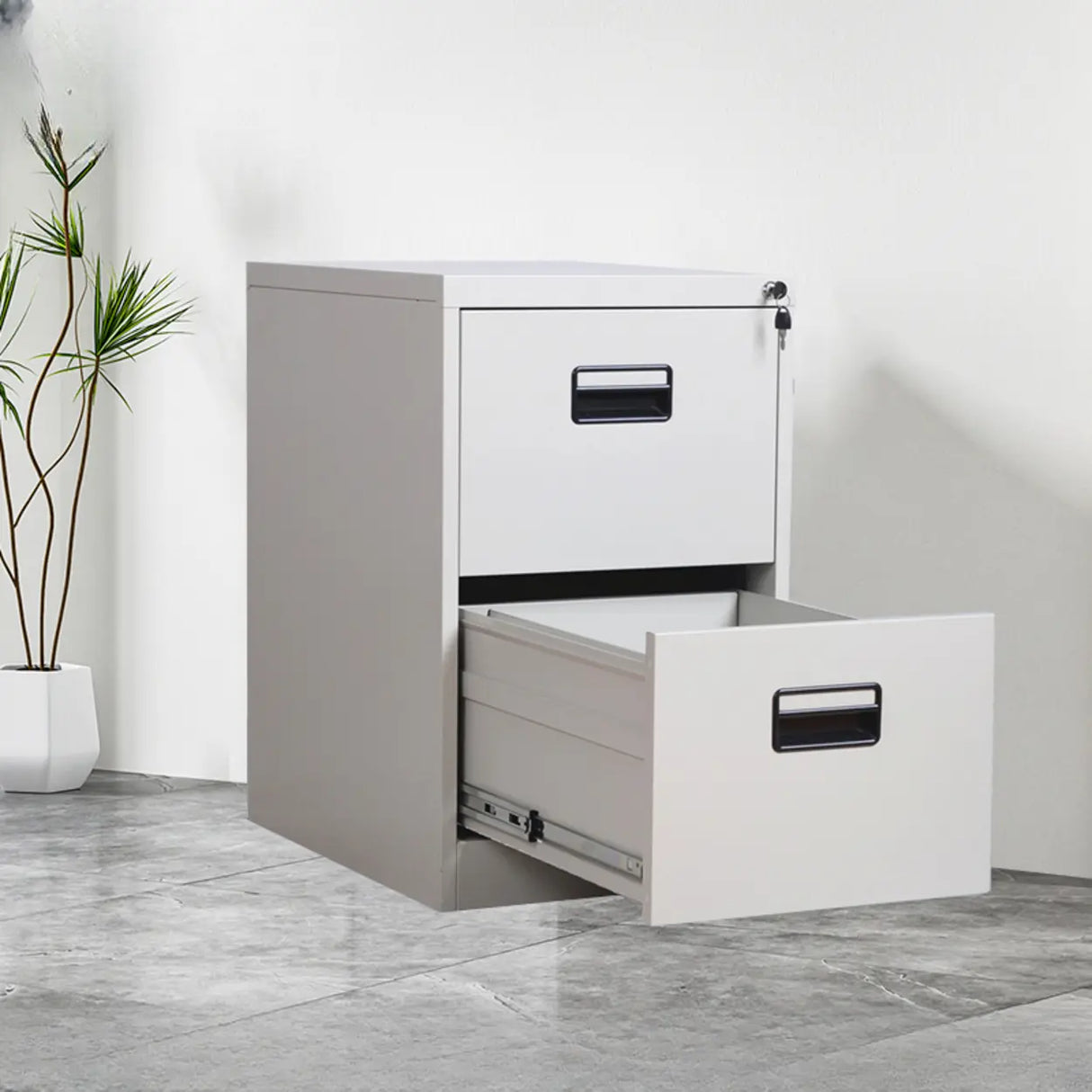 Lockable Vertical White Storage Filing Cabinet System Image - 17