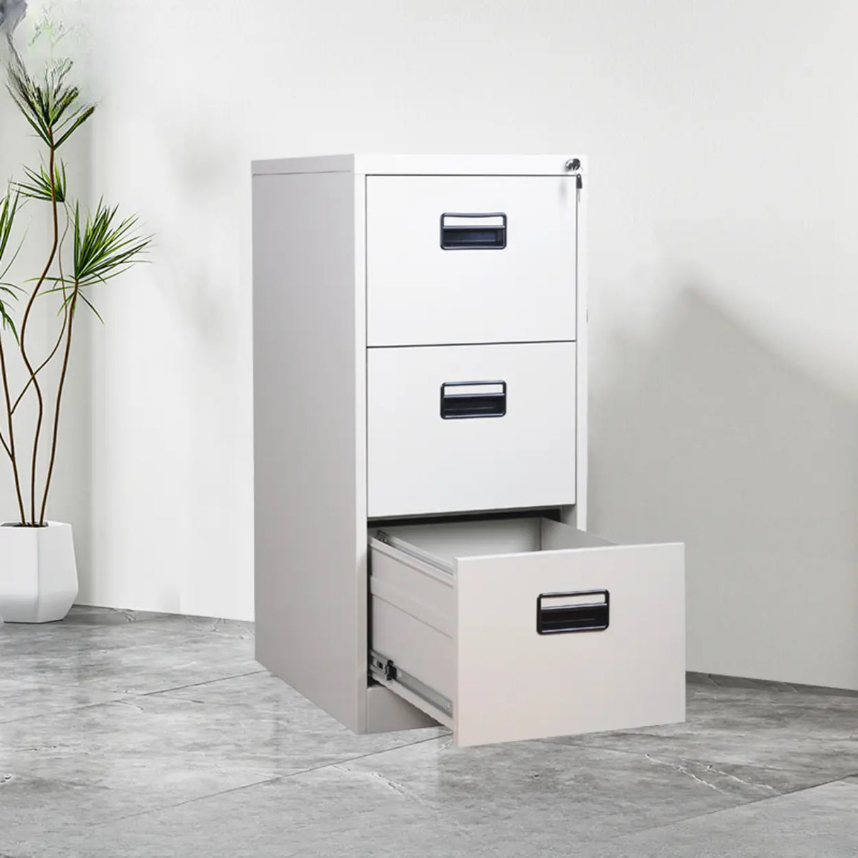 Lockable Vertical White Storage Filing Cabinet System Image - 18