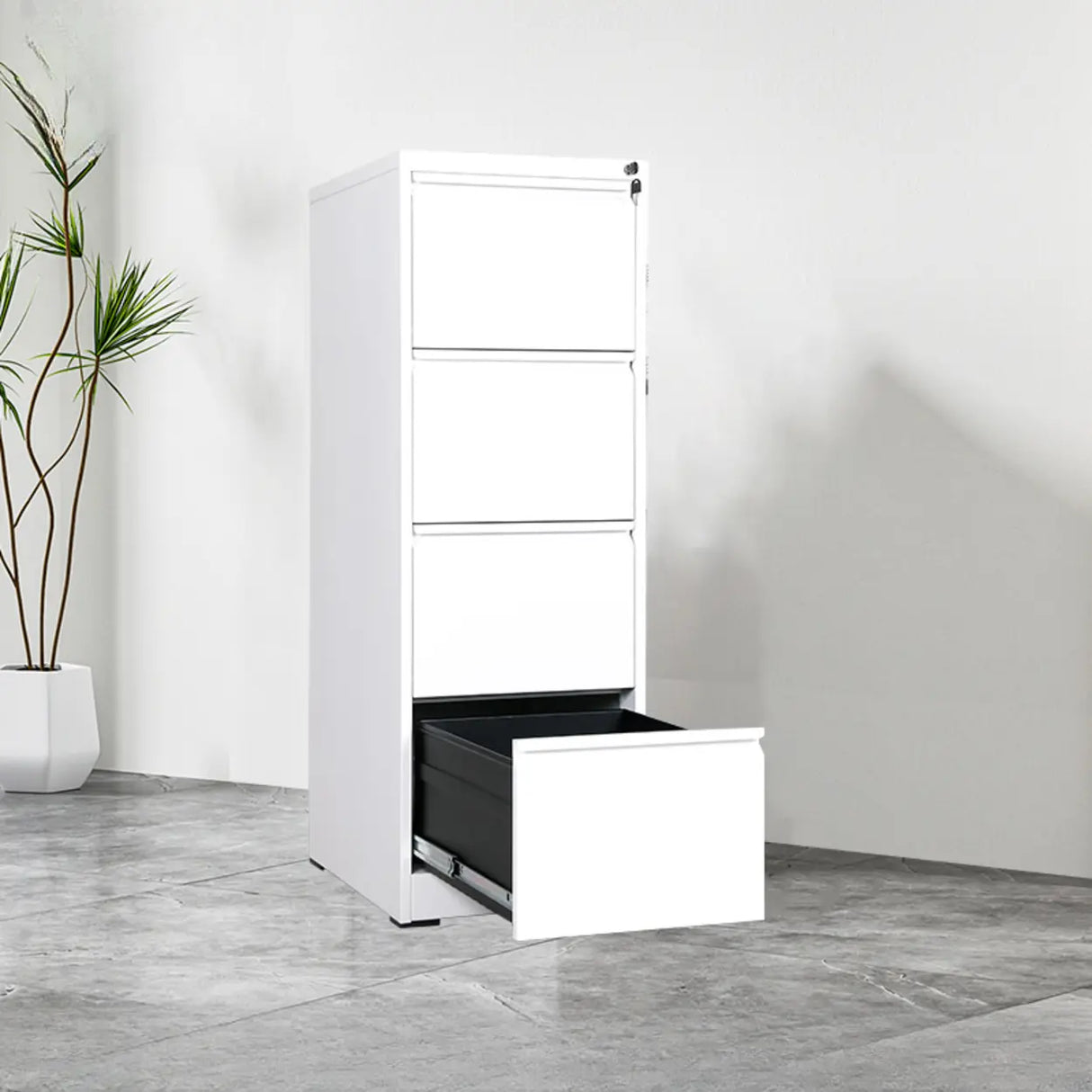 Lockable Vertical White Storage Filing Cabinet System Image - 6