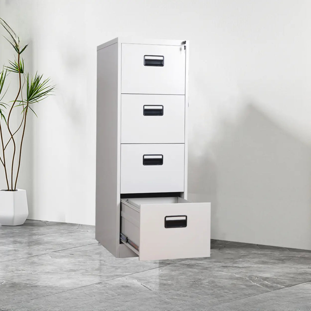 Lockable Vertical White Storage Filing Cabinet System Image - 19