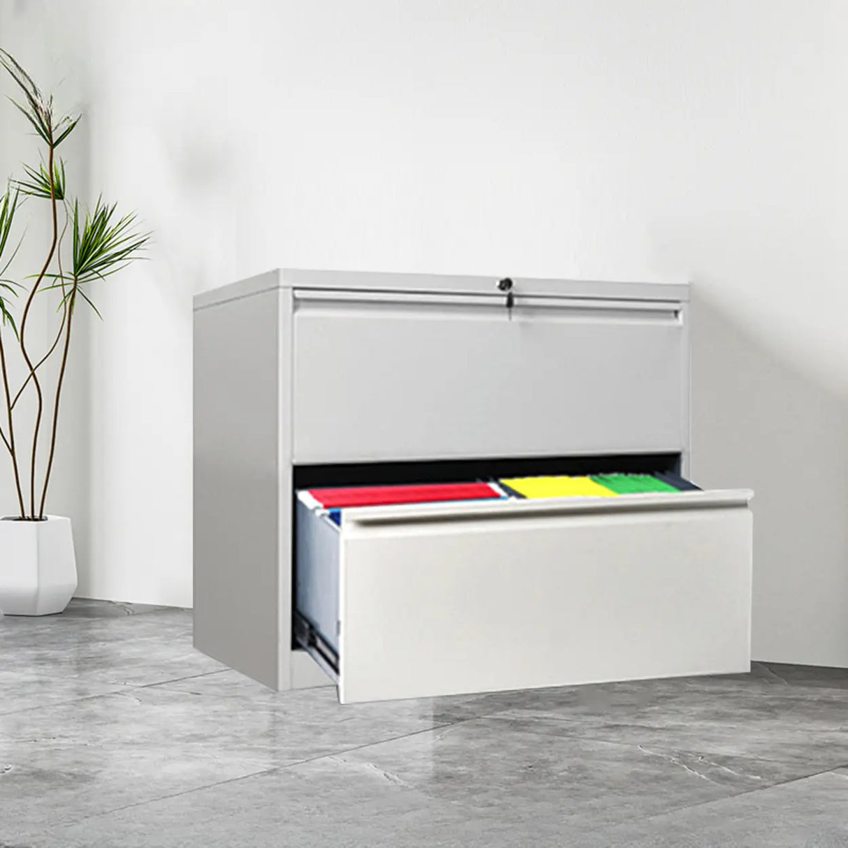 Lockable Vertical White Storage Filing Cabinet System Image - 20