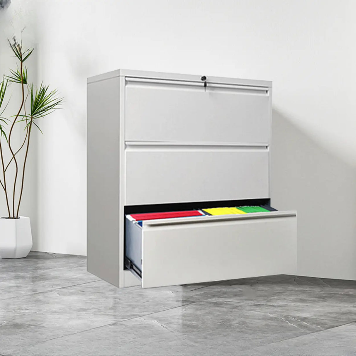 Lockable Vertical White Storage Filing Cabinet System Image - 21