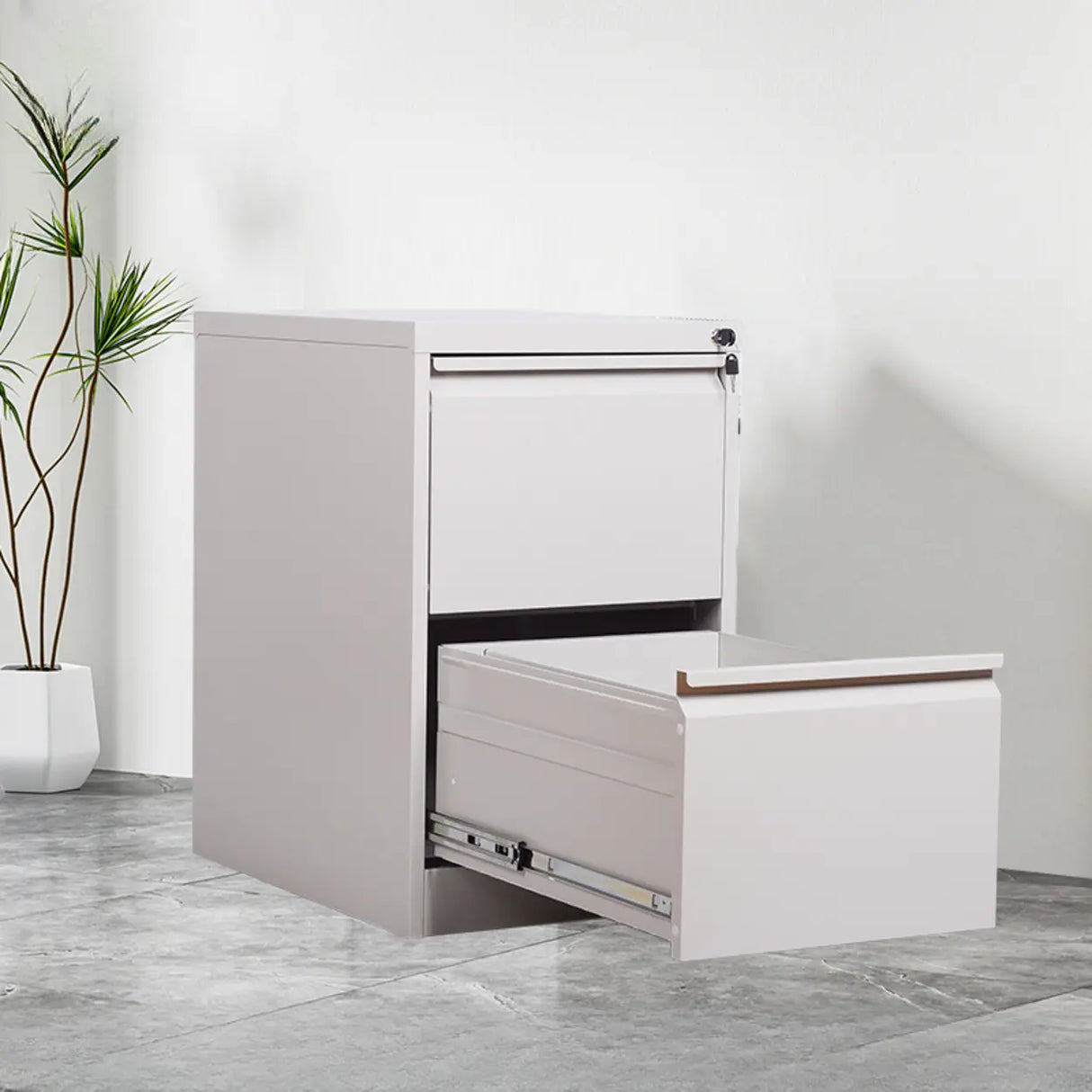 Lockable Vertical White Storage Filing Cabinet System Image - 9