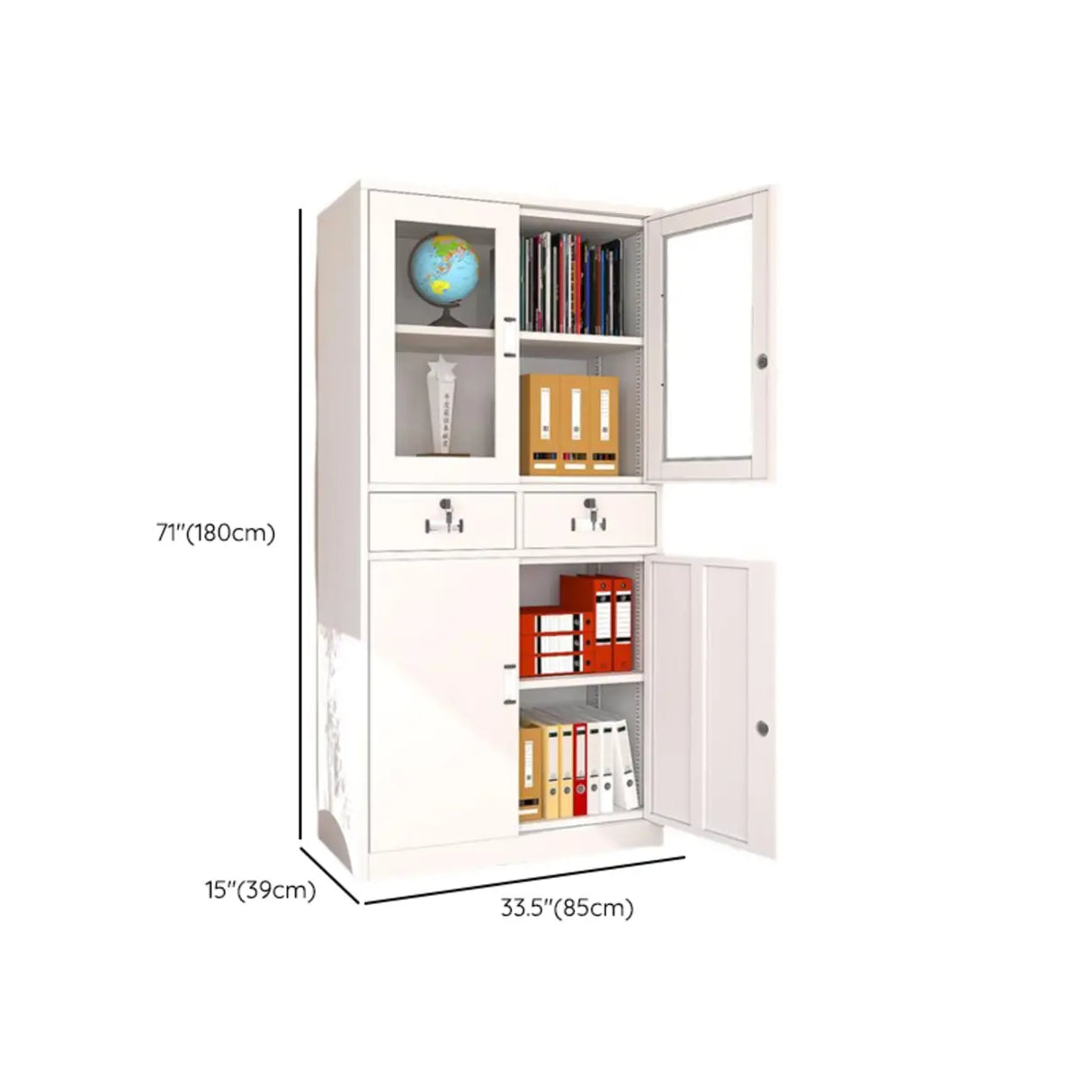 Lockable White Storage Vertical Filing Cabinet with Doors Image - 13
