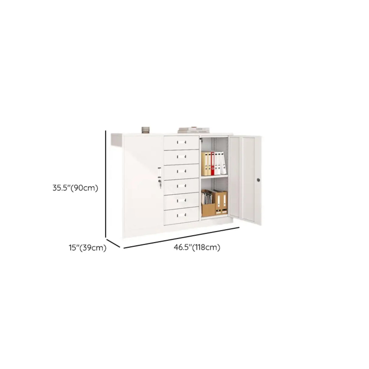 Lockable White Storage Vertical Filing Cabinet with Doors Image - 14