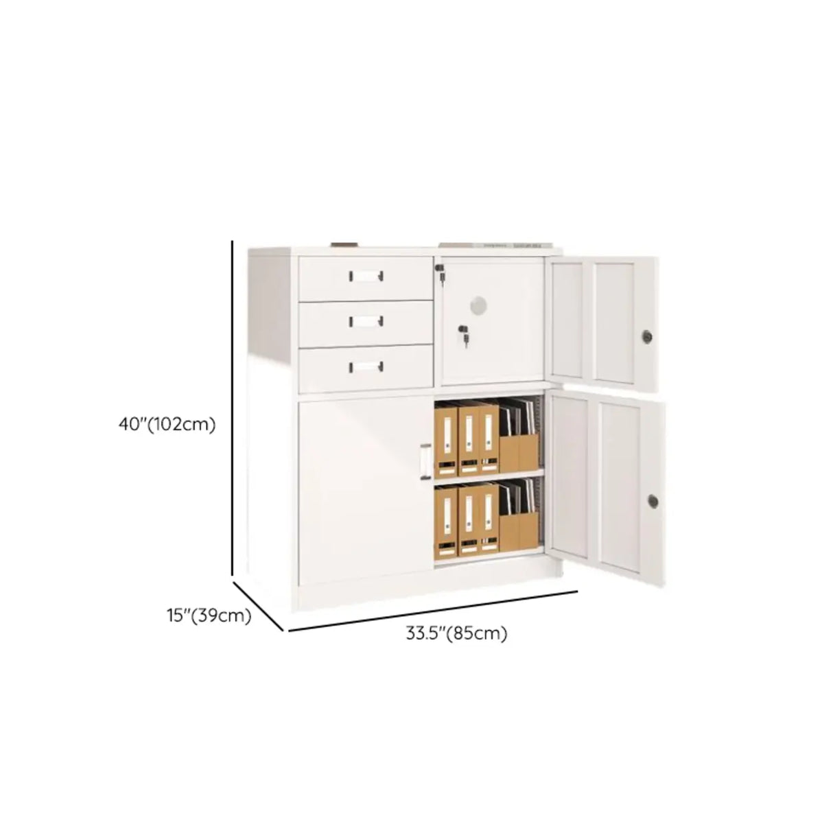 Lockable White Storage Vertical Filing Cabinet with Doors Image - 15