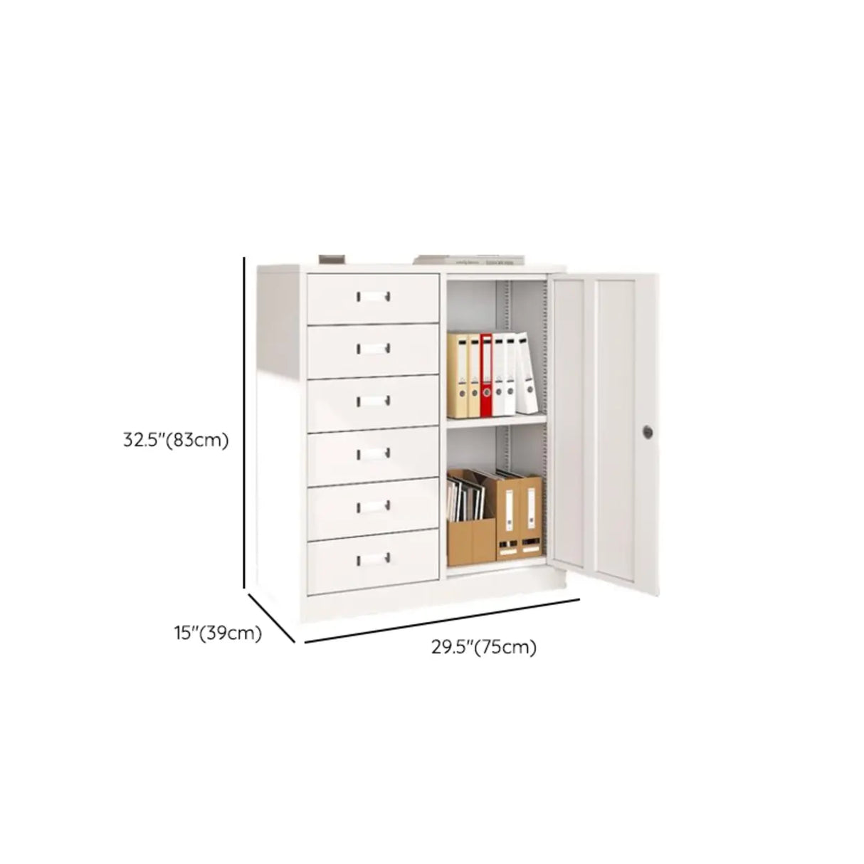 Lockable White Storage Vertical Filing Cabinet with Doors Image - 16