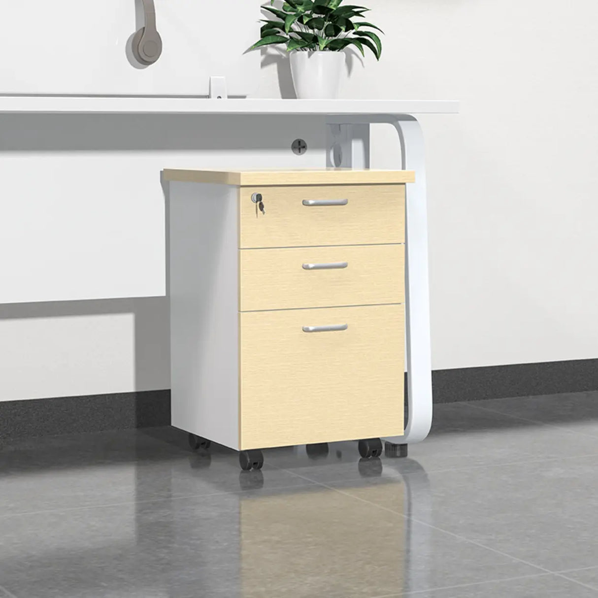 Lockable Wood Vertical Filing Cabinet with Printer Storage Image - 8