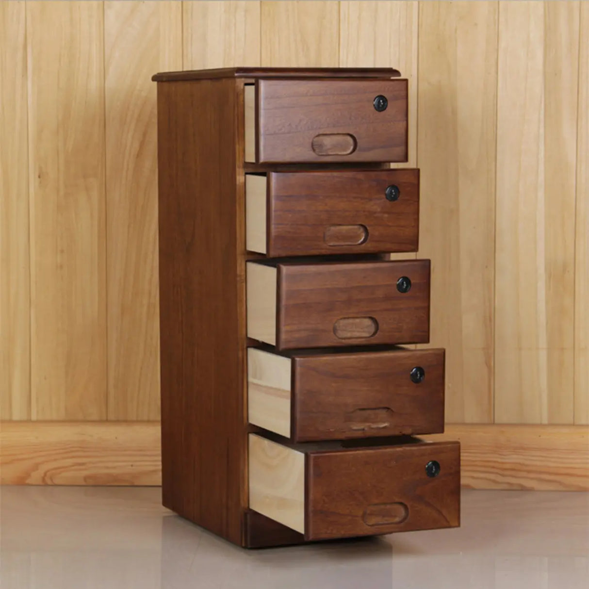 Lockable Wooden Vertical Brown Storage Filing Cabinet Image - 11