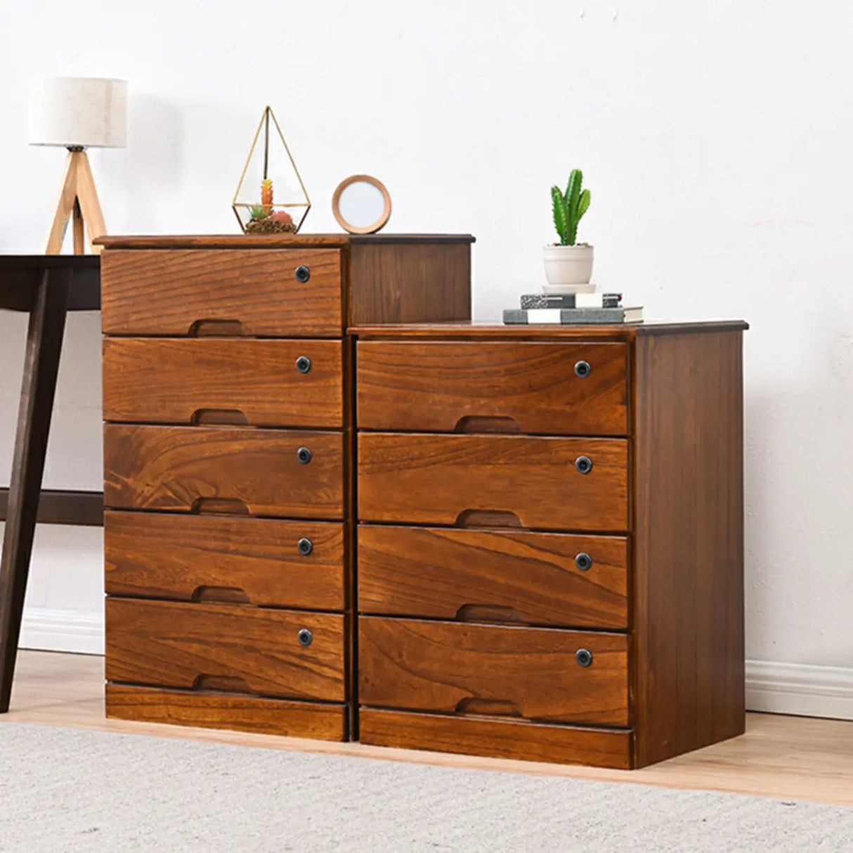 Lockable Wooden Vertical Brown Storage Filing Cabinet Image - 16