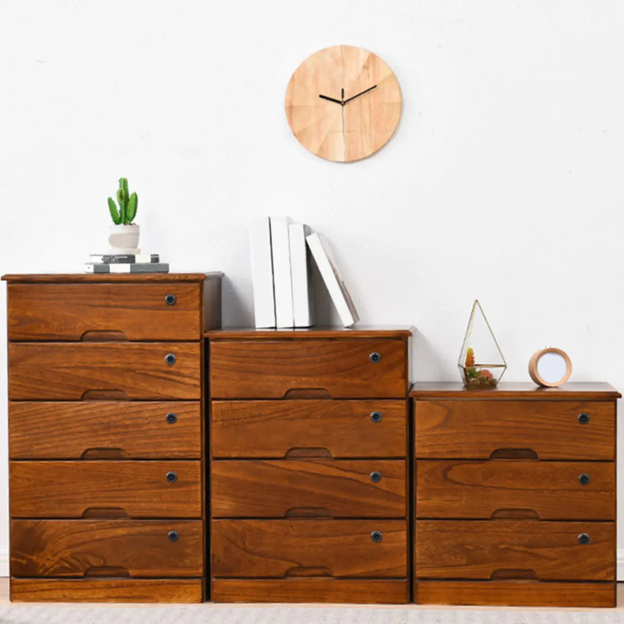 Lockable Wooden Vertical Brown Storage Filing Cabinet Image - 5