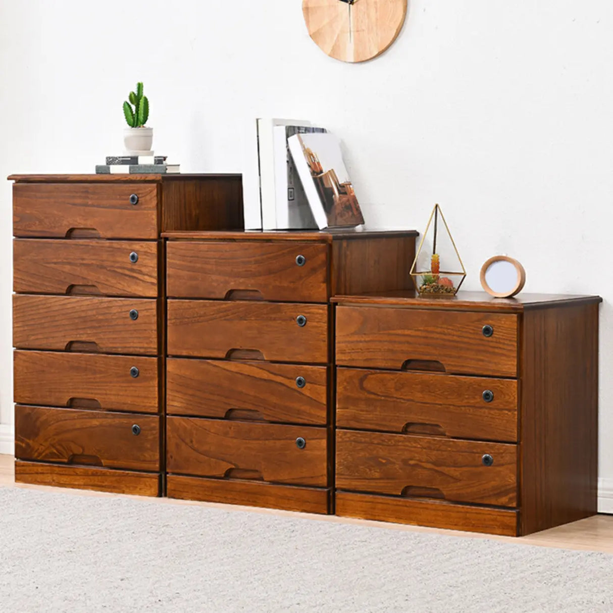 Lockable Wooden Vertical Brown Storage Filing Cabinet Image - 6