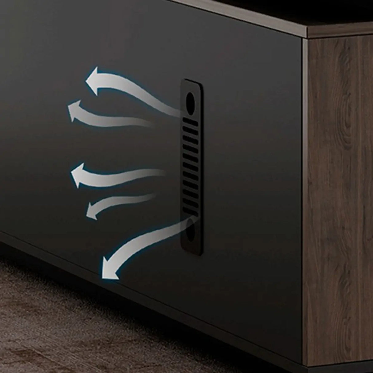 Long Brown Wood L-Shape Black Base Executive Desk Image - 8