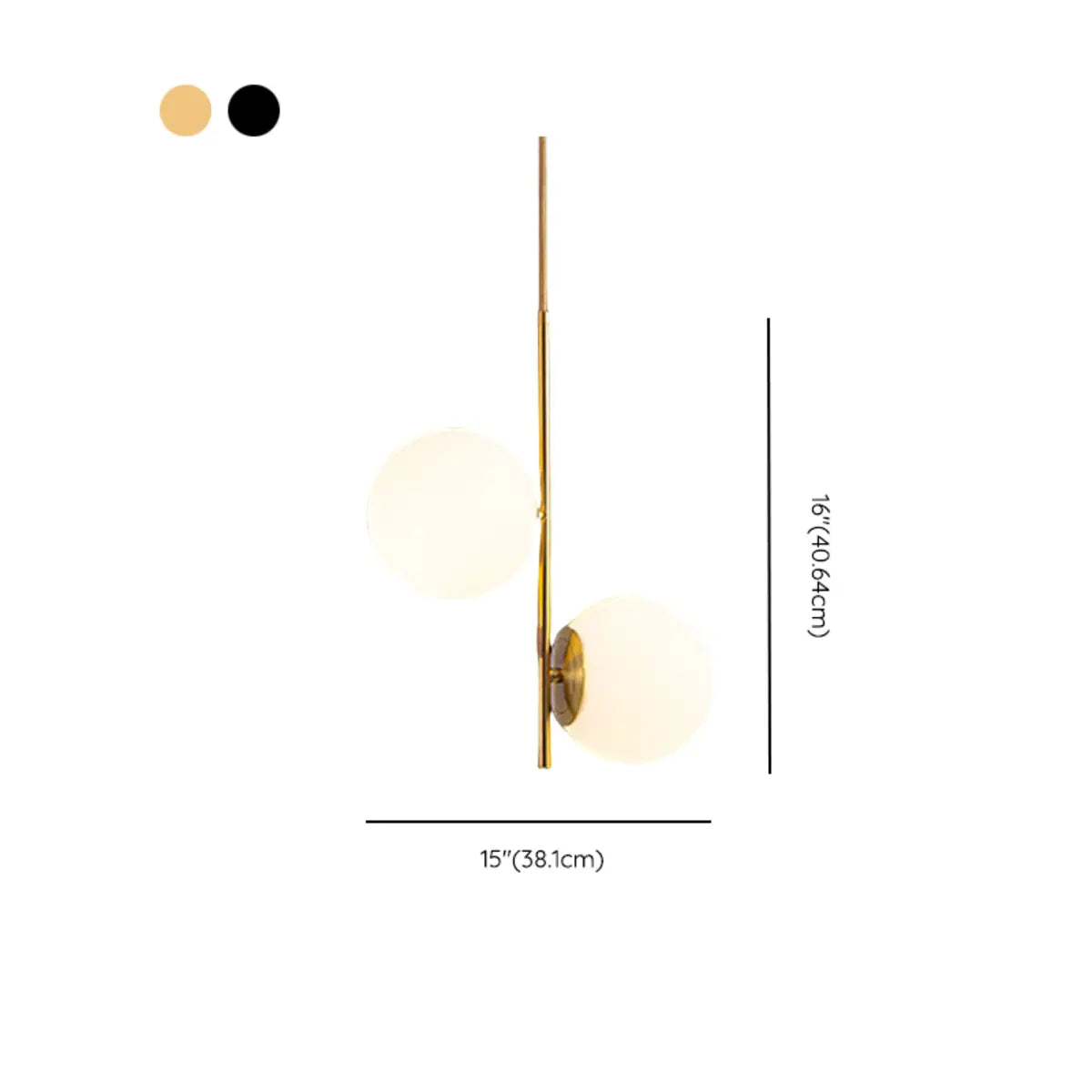 Long Linear Gold 2-Light Ball Adjustable Bedroom Chandelier