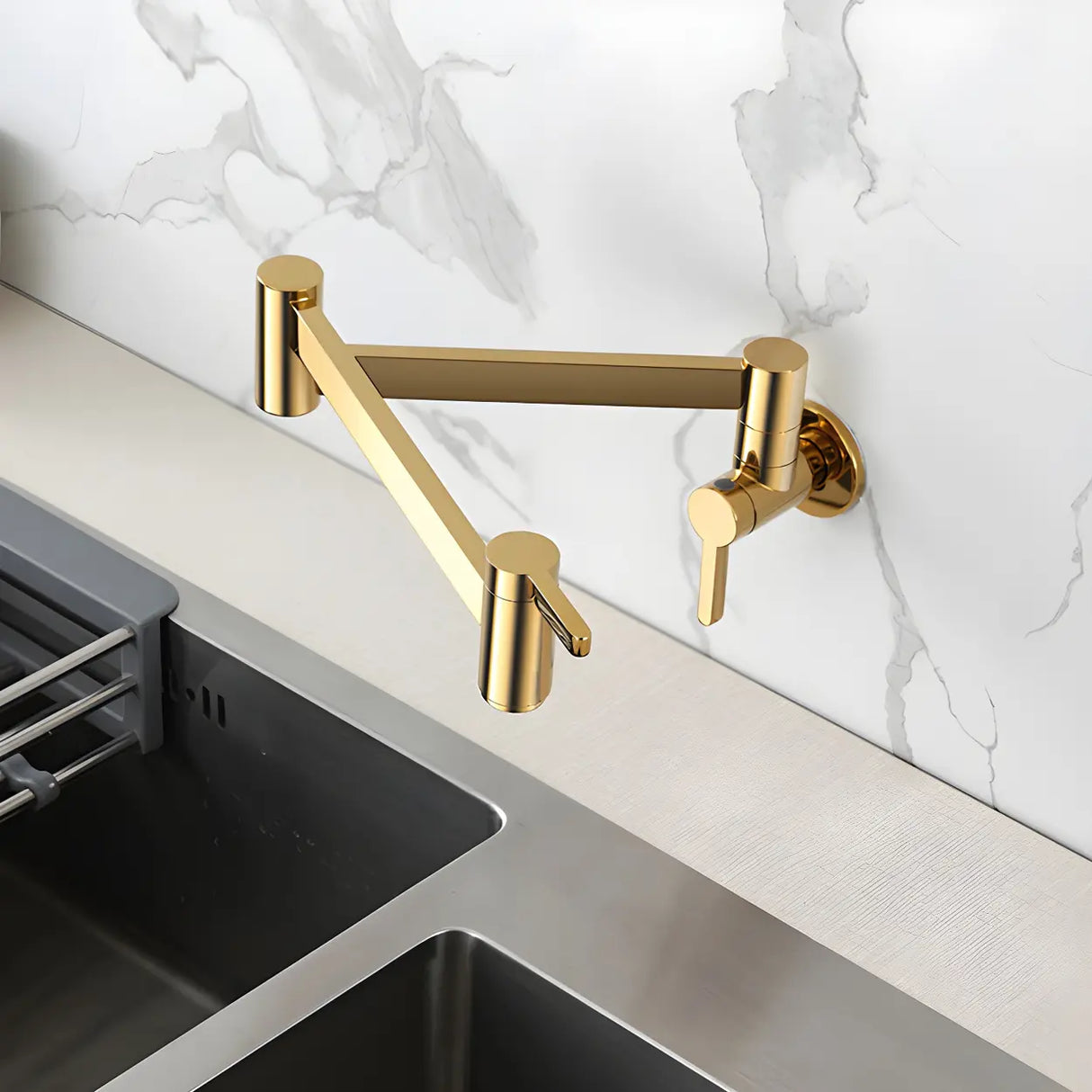 Low Arc Lever Handles Wall-Mounted Kitchen Faucets Image - 11