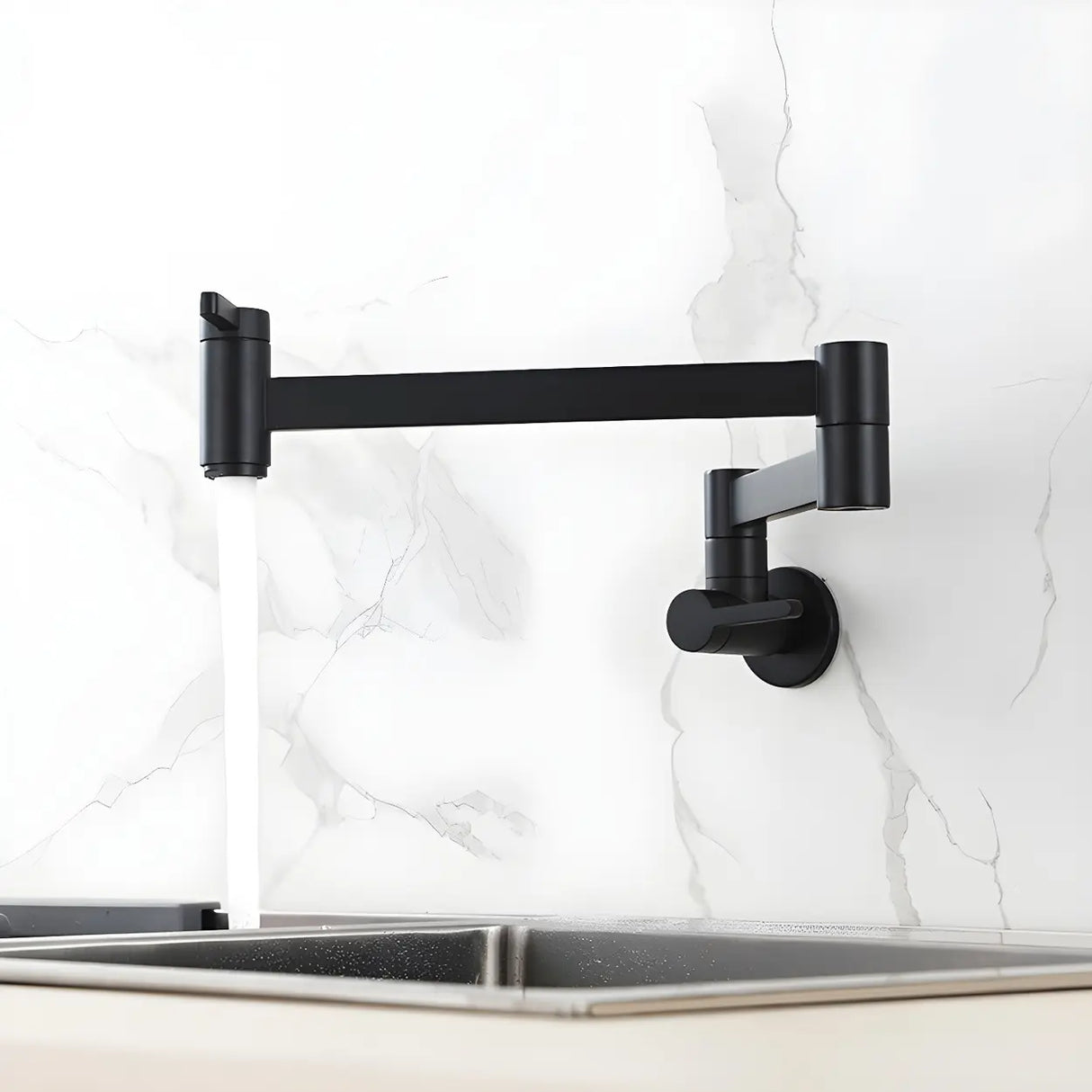 Low Arc Lever Handles Wall-Mounted Kitchen Faucets Image - 2