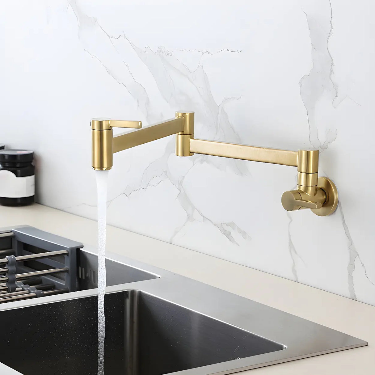 Low Arc Lever Handles Wall-Mounted Kitchen Faucets Image - 4