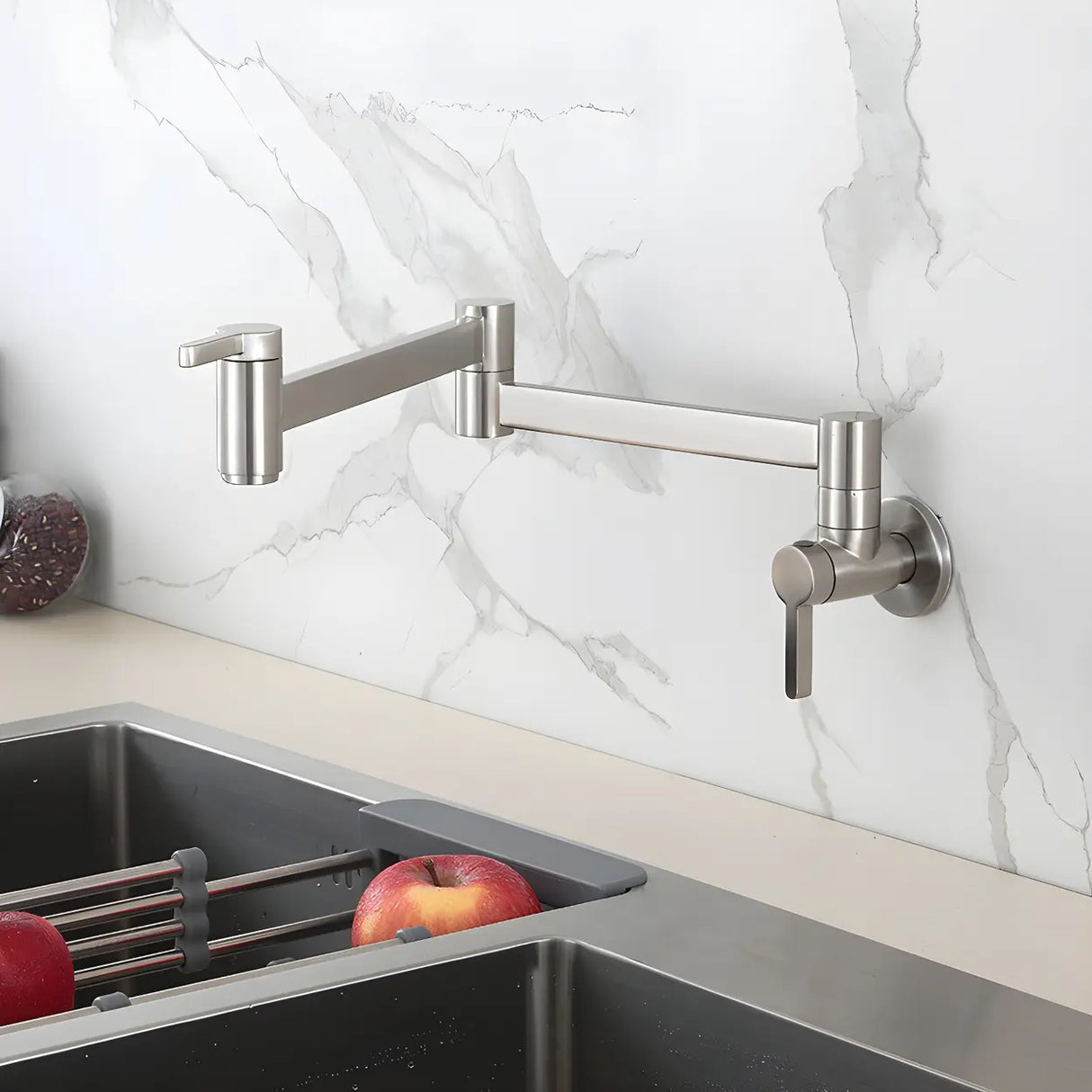 Low Arc Lever Handles Wall-Mounted Kitchen Faucets Image - 5